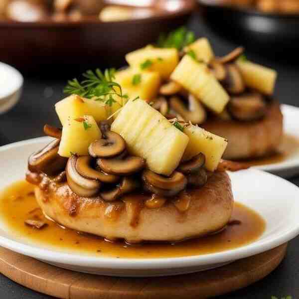 Свинина с шампиньонами и ананасом